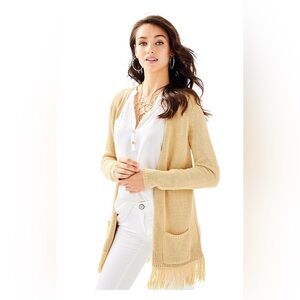 LILLY PULITZER Maleta Cardigan In Sand Bar Metallic Size Small‎